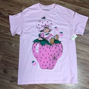 Strawberry Graphic Pink Short Sleeve Tee - Women's Cute Fruit Print